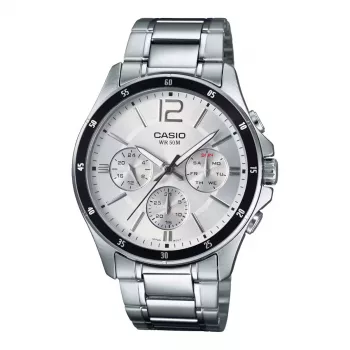 CASIO MTP1374D7AVDF Vīriešu analogais kvarca pulkstenis ar nerūsējošā tērauda korpusu 47mm