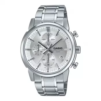CASIO MTPE510D7AVDF Vīriešu analogais kvarca pulkstenis 42mm Nerūsējošais tērauds Sudraba ciparnīca
