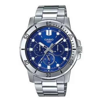 CASIO MTPVD300D2EUD Vīriešu analogais kvarca pulkstenis 45mm Nerūsējošais tērauds Zils ciparnīca