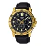 CASIO MTPVD300GL1EU Vīriešu analogais kvarca pulkstenis 45mm zelta krāsas nerūsējošais tērauds melna āda
