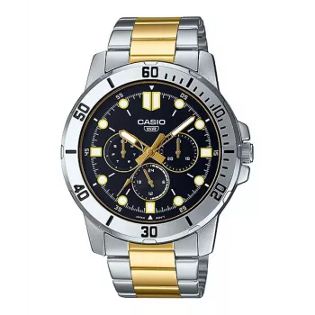 CASIO MTPVD300SG1EU Vīriešu analogais kvarca pulkstenis 45mm Nerūsējošais tērauds Divkrāsu sudrabs/zeltas