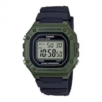CASIO W-218H-3AVDF Digitalais kvarca pulkstenis - zaļa sveķu, 50m ūdensizturība, LED fona apgaismojums