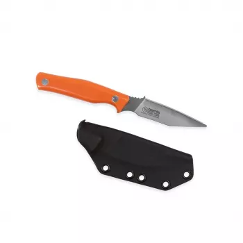 Casström Swedish Field Dresser Orange G10 medību nazis 100mm Sandvik 12C27 asmens, pilns tangs, Kydex maksts