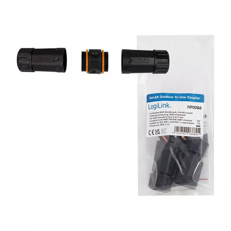 CAT6a āra savienotājs IP68 RJ45 sieviešu-sieviešu ekranēts Ethernet savienotājs