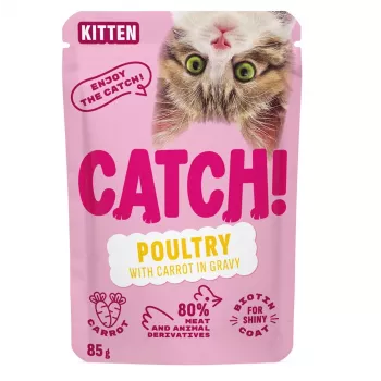 CATCH Kitten mājputni un burkāni mērcē - mitrā kaķu barība - 85g