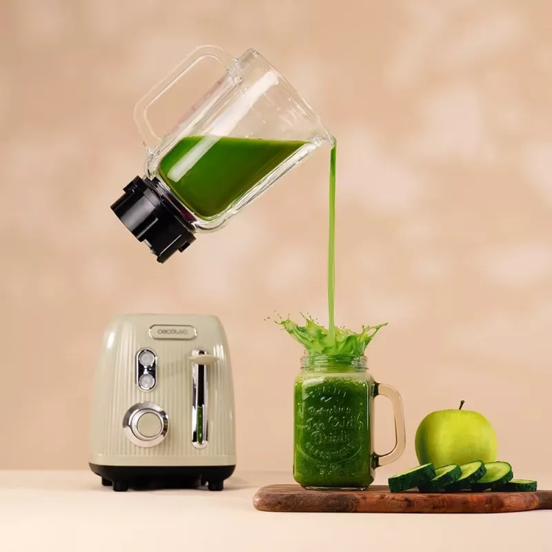 Cecotec Blender Power Black Titanium RetroGreen, 1200 W, 1.5 L stikla krūze, zaļš