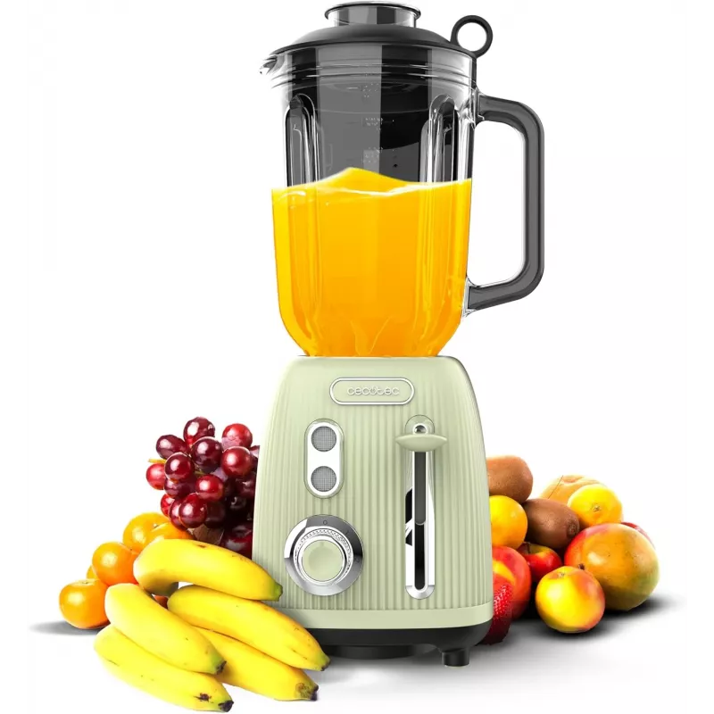 Cecotec Blender Power Black Titanium RetroGreen, 1200 W, 1.5 L stikla krūze, zaļš