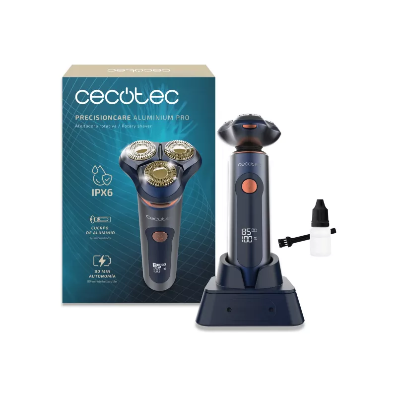 Cecotec Shaver PrecisionCare Aluminium Pro, Operating Time 80 min, Wet & Dry, Blue