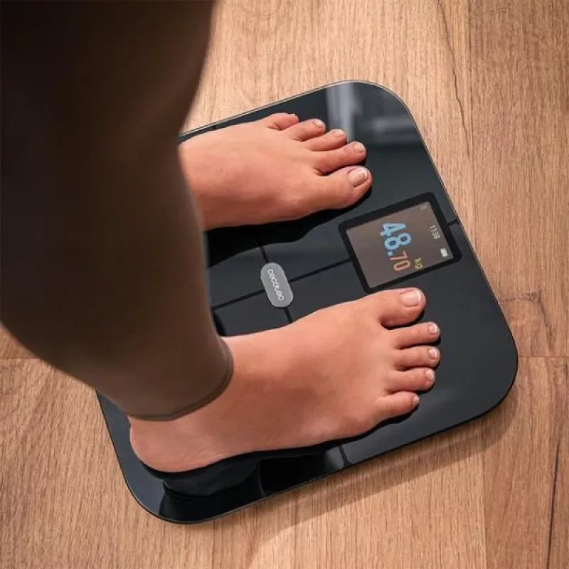 Cecotec Surface Precision HealthySmart Bathroom Scale with BMI and Body Composition Analysis, 180 kg Capacity, Bluetooth, Black