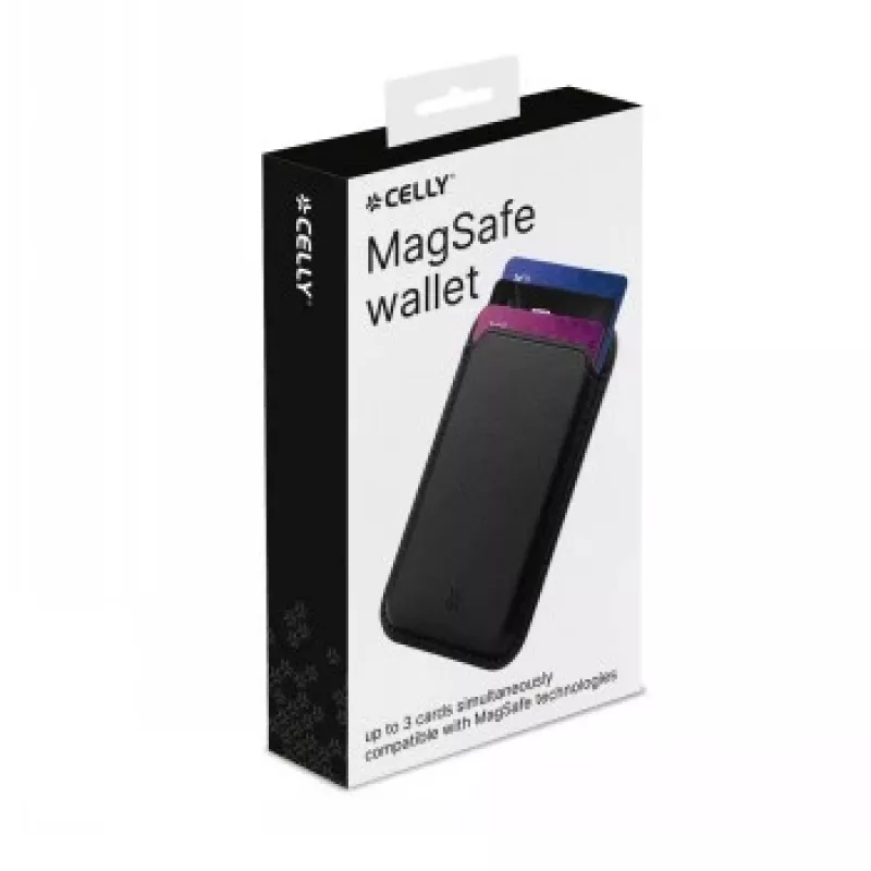 CELLY MAGWALLETBK MagSafe magnētiskais maks ar RFID bloķēšanu, melns