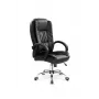 CHAIR RELAX 75x64x110-118 cm Melns Ergonomisks Biroja/Spēļu krēsls ar PU ādu, regulējamu augstumu, atzveltni līdz 150°, integrētu spilvena galvas balstu un jostas atbalstu, 120 kg slodzes ietilpība