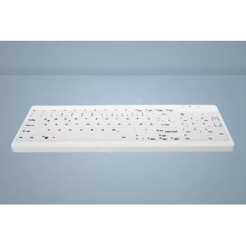 CHERRY Contour Active Key QuickClean AK-C7012 vadu tastatūra, melna, QWERTY, USB, CHERRY SX šķērveida tehnoloģija, 105 taustiņi, plāns dizains, dezinficējama virsma