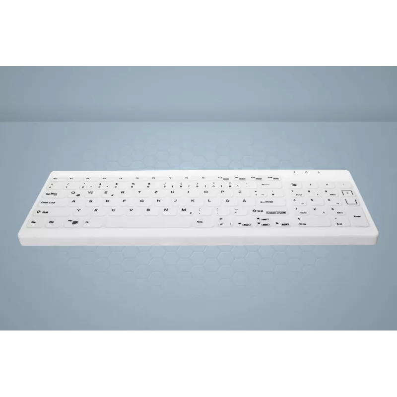 CHERRY Contour Active Key QuickClean AK-C7012 vadu tastatūra, melna, QWERTY, USB, CHERRY SX šķērveida tehnoloģija, 105 taustiņi, plāns dizains, dezinficējama virsma