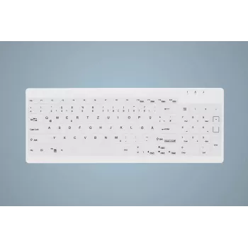 CHERRY Contour Active Key QuickClean AK-C7012 vadu tastatūra, melna, QWERTY, USB, CHERRY SX šķērveida tehnoloģija, 105 taustiņi, plāns dizains, dezinficējama virsma