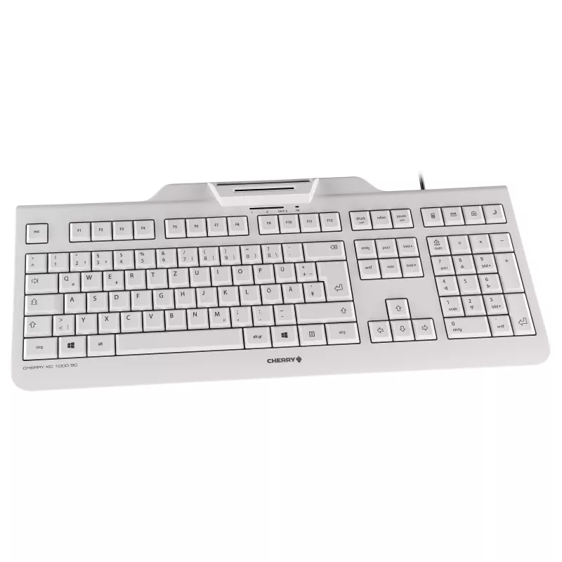 Cherry KC 1000 SC vadu USB tastatūra ar viedkaršu lasītāju – ASV/starptautiskais izkārtojums, melna