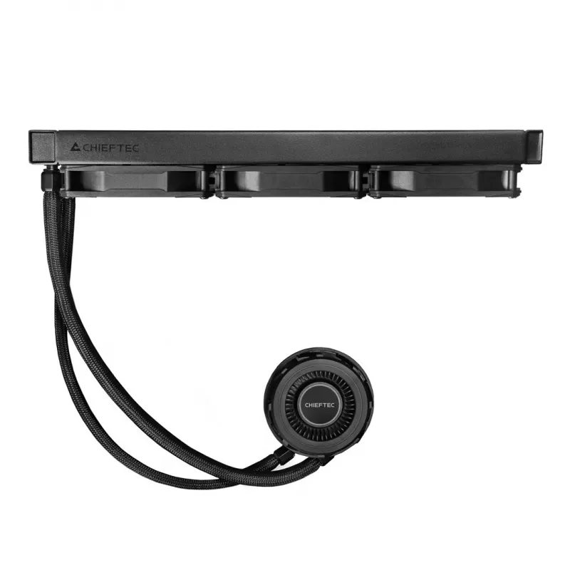 Chieftec Iceberg PRO 360 RGB Viss-vienā šķidruma CPU dzesētājs ar VRM ventilatoru - 360mm radiators, ARGB PWM ventilatori, vara aukstā plāksne, atbalsta Intel LGA 1700/1200/115x/2066/2011 & AMD AM5/AM4/AM3+/AM3/AM2+/AM2/FM2+/FM2/FM1, melns