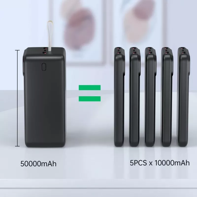 CHOETECH B732 Power Bank 50000 mAh 22.5W PD & QC - Melns
