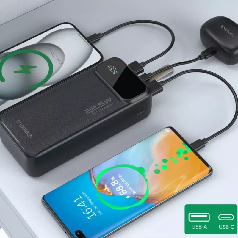 CHOETECH Power Bank 30000 mAh Melns