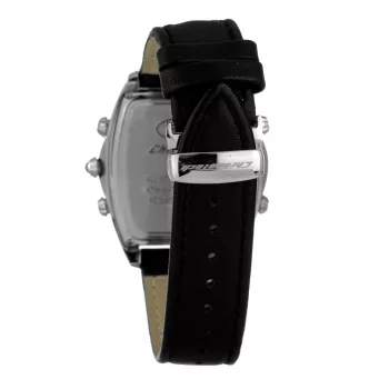 CHRONOTECH MAN CT7677M-02 Analog Quartz Watch 45mm Black Dial Leather Strap