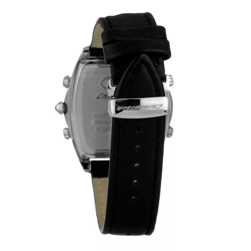 CHRONOTECH MAN CT7677M-02 Analog Quartz Watch 45mm Black Dial Leather Strap
