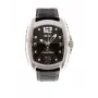 CHRONOTECH Men's RW0007 Analog Quartz Watch 40mm Stainless Steel Black Dial Leather Strap