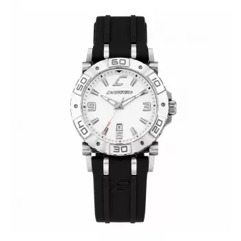 CHRONOTECH Men's RW0038 Analog Quartz Watch 39mm Stainless Steel Case Black Dial Black Leather Strap