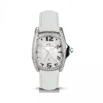 CHRONOTECH Sieviešu kvarca analogais pulkstenis CT7988LS09 30mm Balts ciparnīca Balta ādas siksniņa