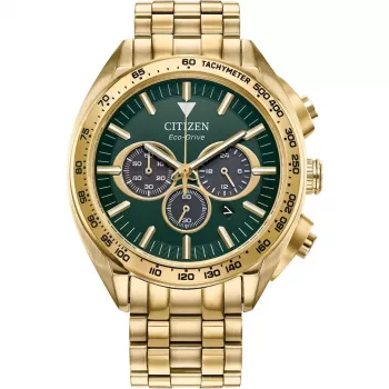CITIZEN Eco-Drive Chronogrāfa Pulkstenis CA4542-59X 43mm Nerūsējošais Tērauds Zaļš Ciparnīca