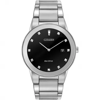 CITIZEN Eco-Drive vīriešu pulkstenis AU1060-51G 40mm nerūsējošais tērauds melns ciparnīca