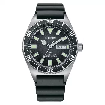 CITIZEN Vīriešu Automātiskais Nirēja Pulkstenis NY0120-01E 41mm Melns Ciparnīca Melna Gumijas Siksniņa