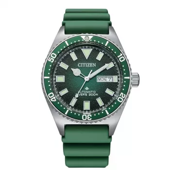 CITIZEN Vīriešu Automātiskais Niršanas Pulkstenis NY0121-09X 41mm Zaļš Ciparnīca Gumijas Siksniņa