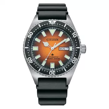 CITIZEN Vīriešu automātiskais pulkstenis NY0120-01Z 41mm oranžs ciparnīcas poliuretāna siksniņa