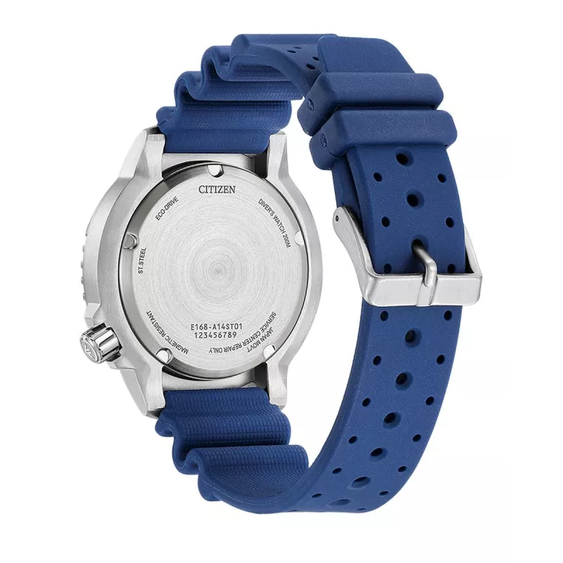 CITIZEN Promaster Diver Eco-Drive vīriešu pulkstenis BN0168-06L 44mm zils ciparnīca zila poliuretāna siksniņa