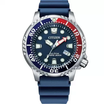 CITIZEN Promaster Diver Eco-Drive vīriešu pulkstenis BN0168-06L 44mm zils ciparnīca zila poliuretāna siksniņa