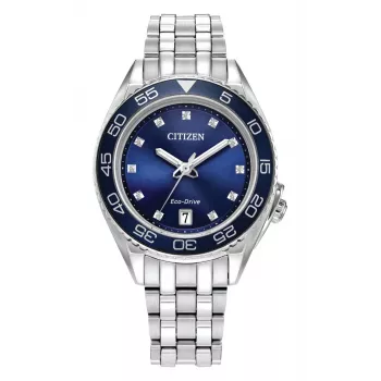 CITIZEN Sieviešu Eco-Drive Nerūsējošā tērauda pulkstenis FE6160-57L 35.4mm Zils ciparnīca