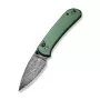 CIVIVI Qubit Damascus Aluminum Green Folding Knife, Wharncliffe asmens, pogu fiksators, 2.98 inch Damasta tērauds, zaļš alumīnija rokturis, EDC kabatas nazis, autors Justin Lundquist