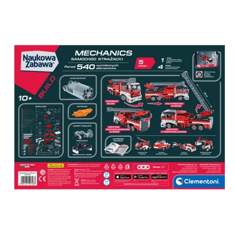 Clementoni Scientific Fun Mechanics Laboratory: Fire Truck Educational Construction Kit (Polish Language) 50728
