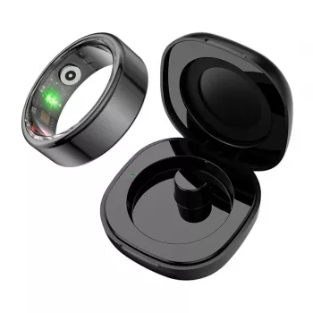 COLMI R02 Smart Ring, Size 8, 18.1 mm (Black) + Charging Case