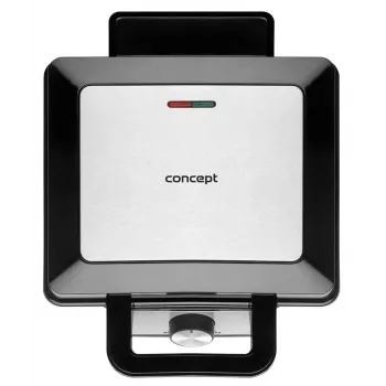 CONCEPT VF3060 Gofruotuvas 1400W 2-Slice Square Waffle Maker, Non-Stick Removable Plates, Adjustable Thermostat, Black/Stainless Steel