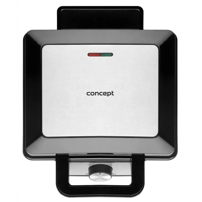 CONCEPT VF3060 Gofruotuvas 1400W 2-Slice Square Waffle Maker, Non-Stick Removable Plates, Adjustable Thermostat, Black/Stainless Steel