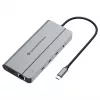 Conceptronic DONN34G 10-in-1 USB 3.2 Gen 2 MST dokstacija, 4K60Hz HDMI, 8K30Hz DisplayPort, GbE, USB-C 10Gbps x 3, USB-A 480Mbps x 2, Audio, 100W USB PD