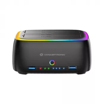 Conceptronic DONN36B 2 nodalījumu SATA HDD/SSD dokstacija, USB 3.0, 2x USB-A, melna