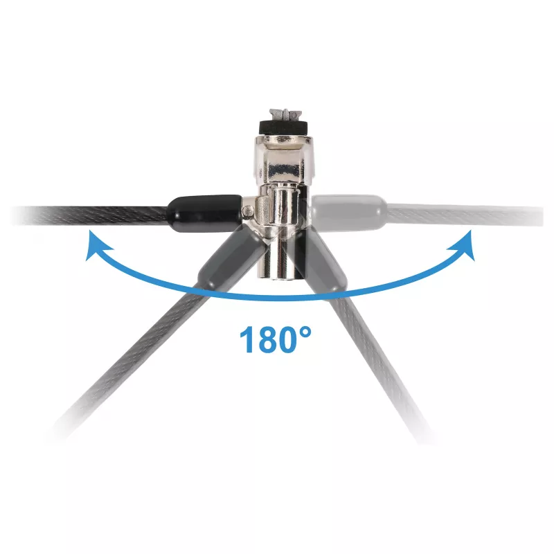 Conceptronic NBT Nano-Lock Dual klēpjdatora kombinētā slēdzene, 4 ciparu, 1.8m tērauda trose, melna/sudraba