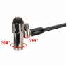 Conceptronic NBT Nano-Lock Dual klēpjdatora kombinētā slēdzene, 4 ciparu, 1.8m tērauda trose, melna/sudraba