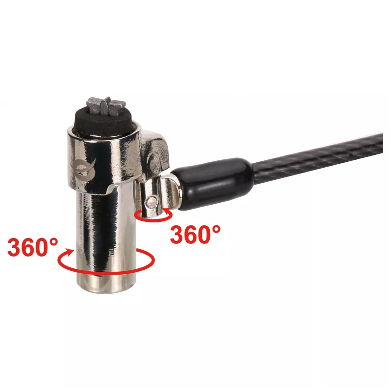 Conceptronic NBT Nano-Lock Dual klēpjdatora kombinētā slēdzene, 4 ciparu, 1.8m tērauda trose, melna/sudraba