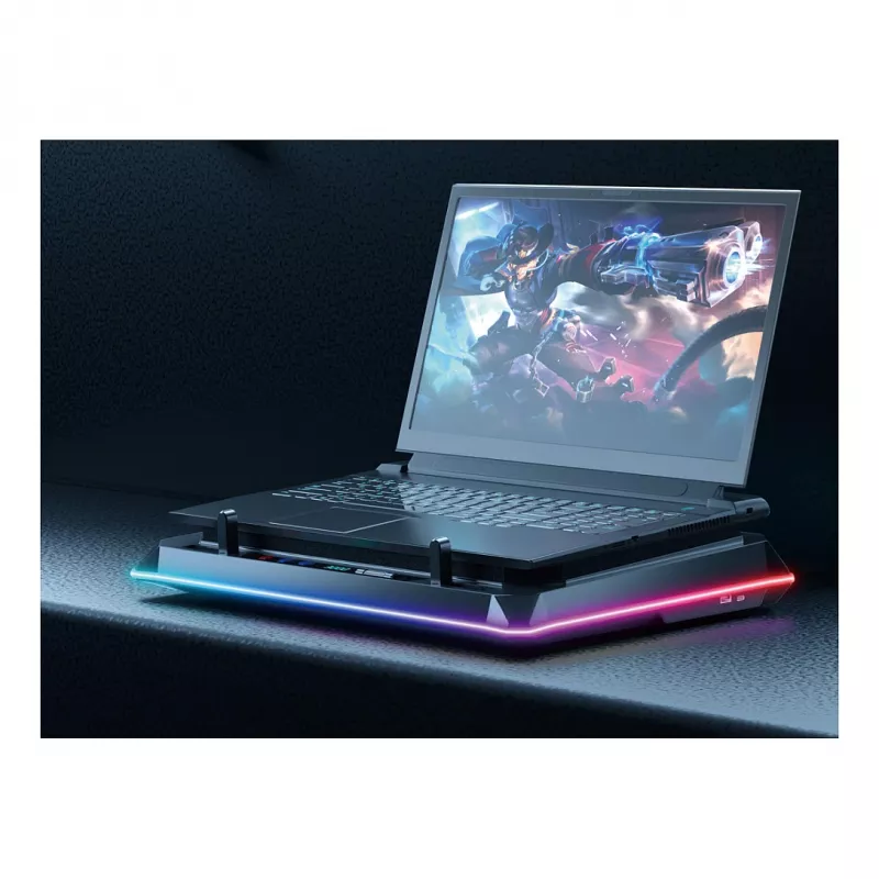 Conceptronic THYIA03B USB-C klēpjdatora dzesēšanas paliktnis ar viedtālruņa turētāju, RGB, 12V