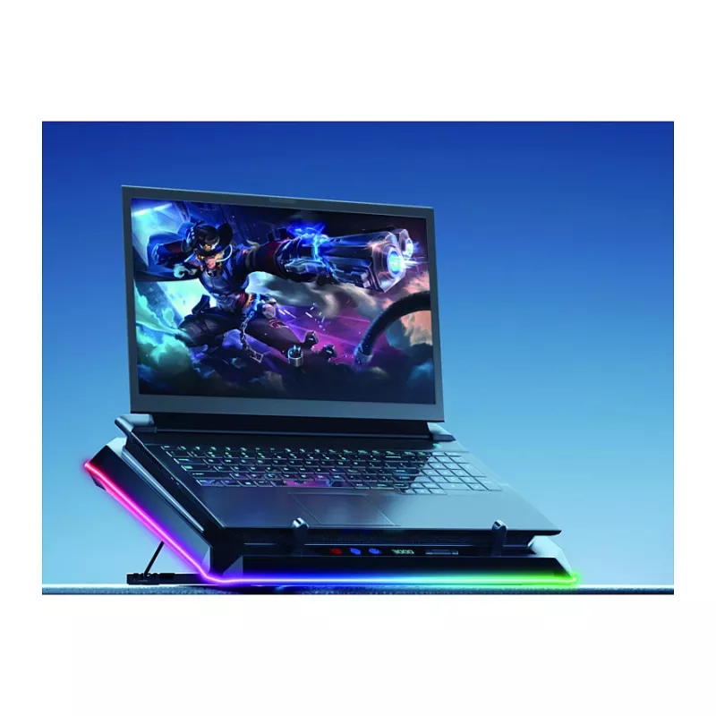 Conceptronic THYIA03B USB-C klēpjdatora dzesēšanas paliktnis ar viedtālruņa turētāju, RGB, 12V