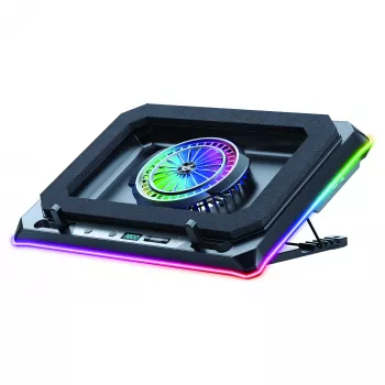 Conceptronic THYIA04B USB-C Laptop Cooling Pad with Phone Holder, 130mm, Dual 125mm Fans, Blue LED, Up to 17 inch