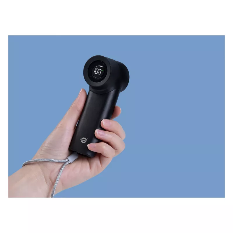 CONCEPTRONIC Turbo rokas ventilators melns USB-C uz USB-A alumīnija 5V 3 ātrumu uzlādējams 2000mAh