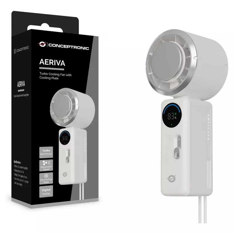 CONCEPTRONIC Turbo rokas ventilators ar dzesēšanas plāksni, krēmkrāsas